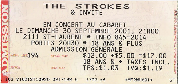 Strokes Ticket